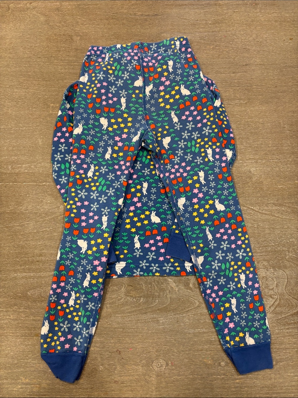 Hanna Andersson Navy Bunny & Floral Kids Pajama Set Spring Sz 6-7 - Picture 5 of 5